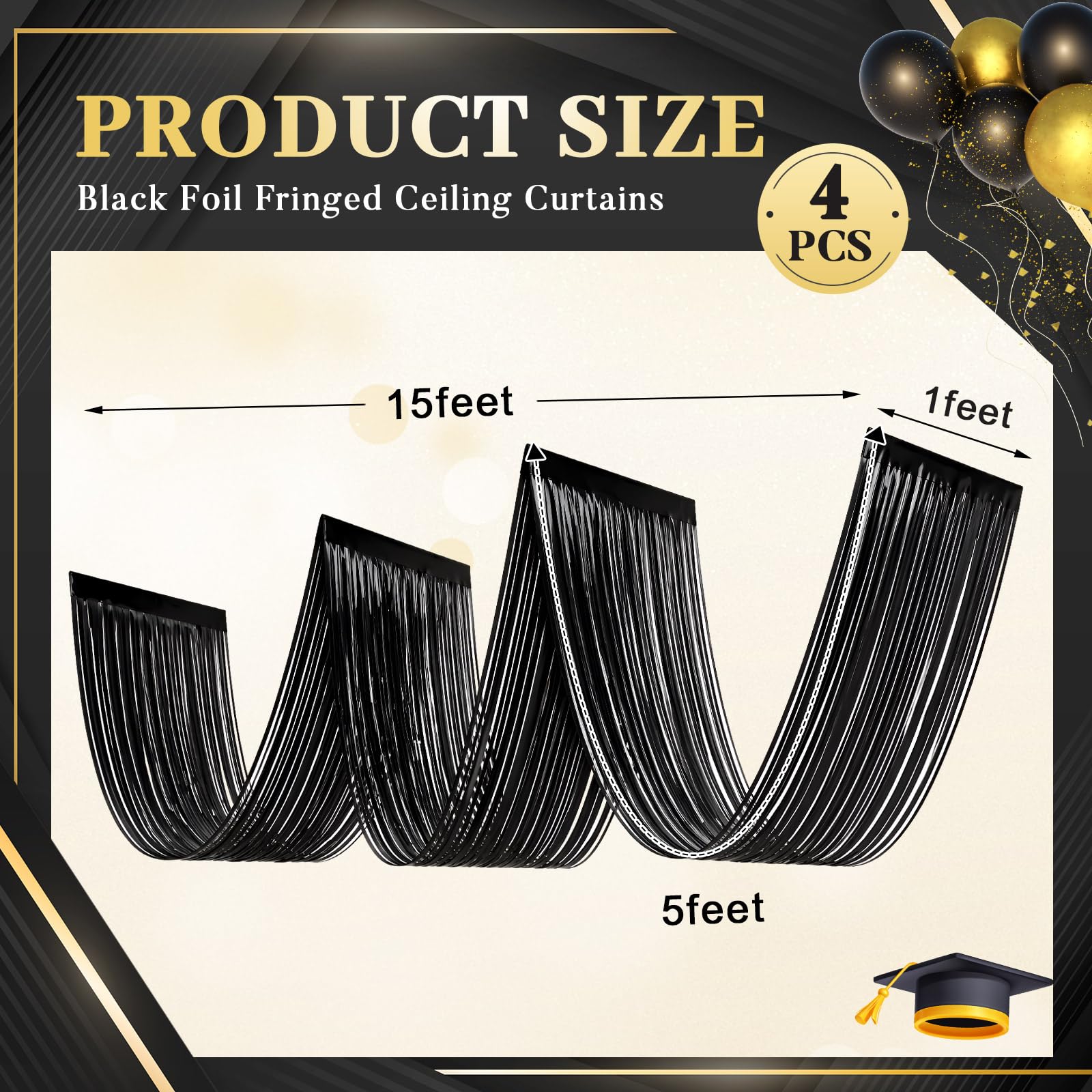 4 PCS Black Tinsel Fringe Ceil - огляд і ціна Tinsel Garland Decoration