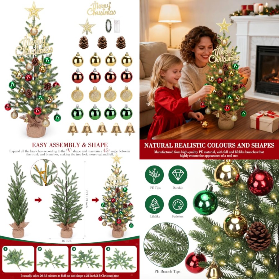 2FT Mini Christmas Tree, Table - огляд і ціна Christmas Tree Artificial