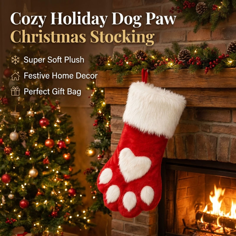 Winter Plush Dog Paw Christmas - огляд і ціна Christmas Stocking Hanging