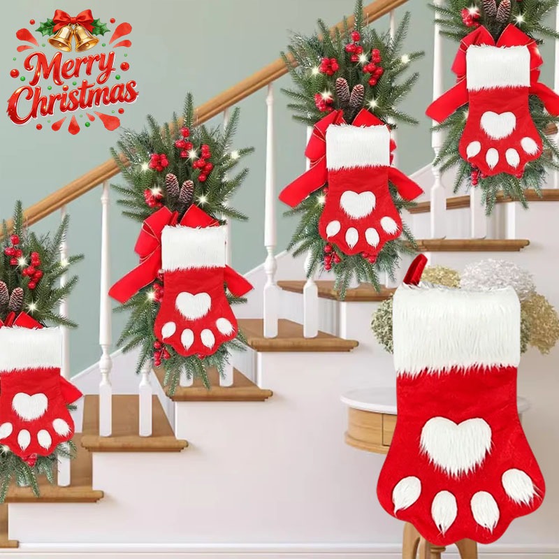 Winter Plush Dog Paw Christmas - огляд і ціна Christmas Stocking Hanging