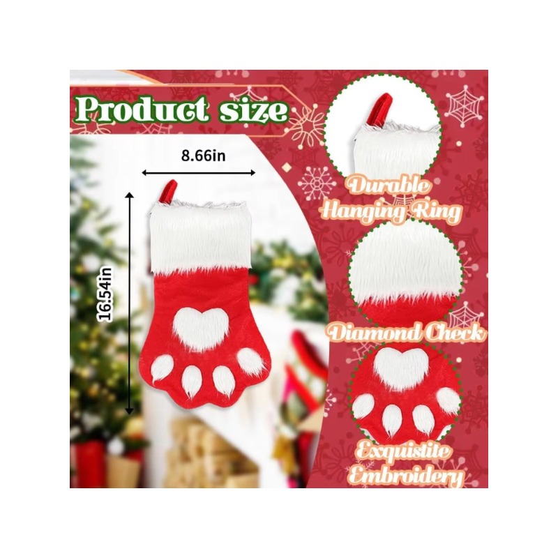 Winter Plush Dog Paw Christmas - огляд і ціна Christmas Stocking Hanging