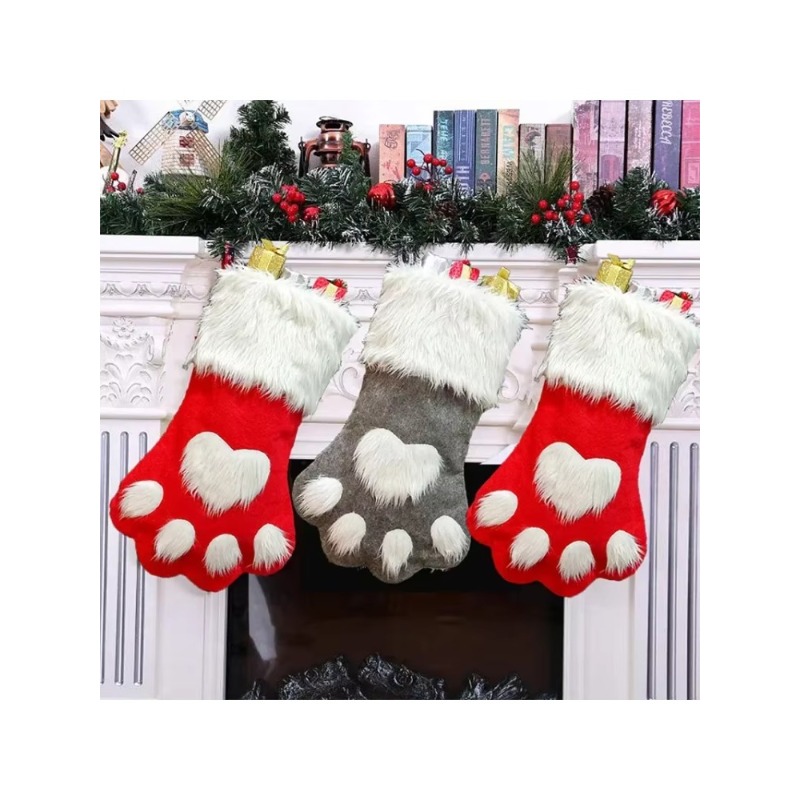 Winter Plush Dog Paw Christmas - огляд і ціна Christmas Stocking Hanging